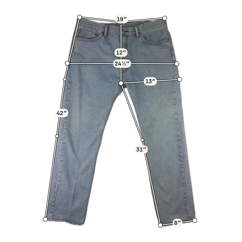 Levi's 505 Jeans Mens 38x32 Light Blue Regular Fit Straight Leg Cotton Denim